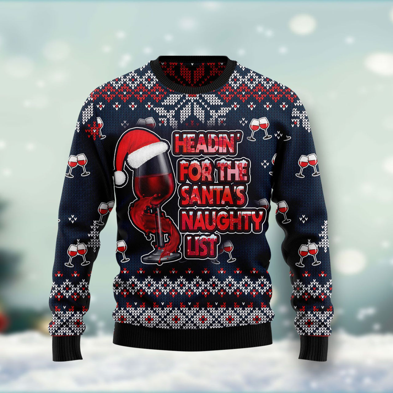 Headin For Santas Naughty Christmas Ugly Christmas Sweater 