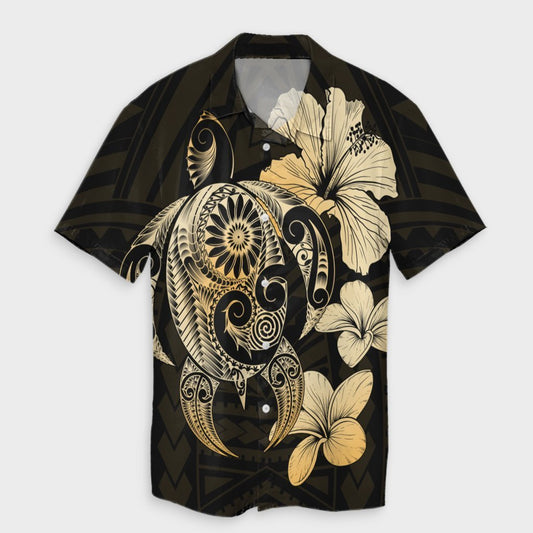 Hibiscus Plumeria Mix Polynesian Turtle Hawaiian Shirt - AH