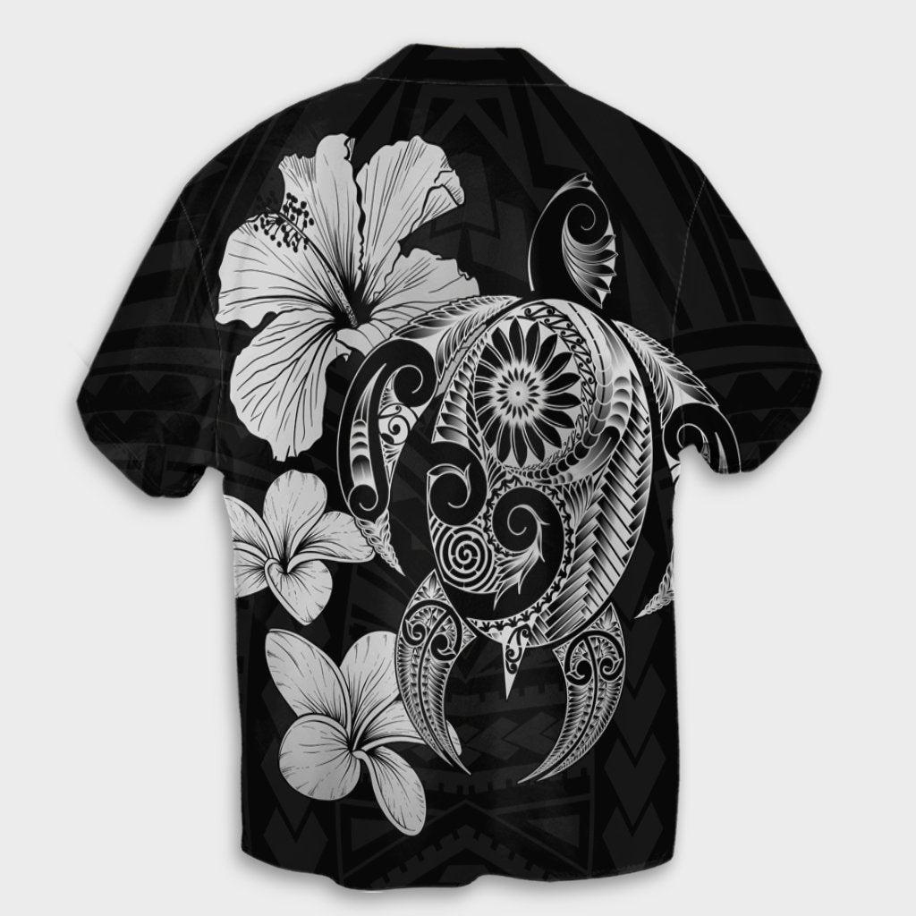 Hibiscus Plumeria Mix Polynesian Turtle Hawaiian Shirt Gray - AH