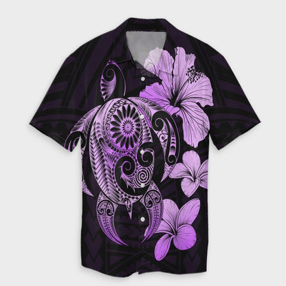 Hibiscus Plumeria Mix Polynesian Turtle Hawaiian Shirt Violet - AH