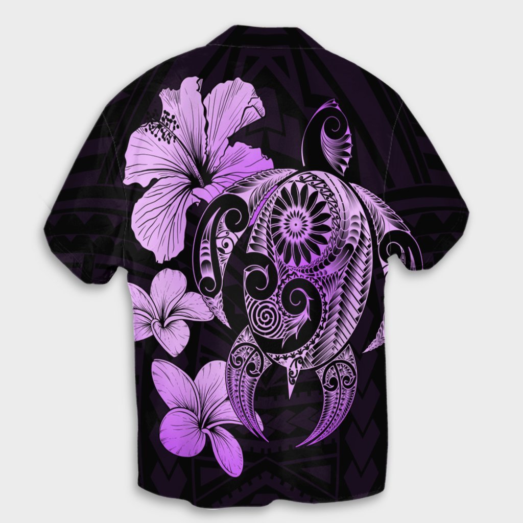 Hibiscus Plumeria Mix Polynesian Turtle Hawaiian Shirt Violet - AH