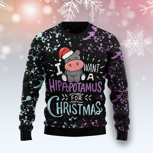 Hippo Xmas Ugly Christmas Sweater 