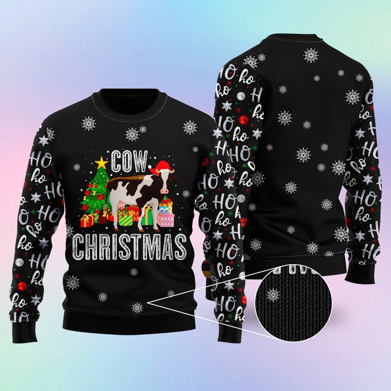 Ho Ho Ho Cow Christmas Ugly Christmas Sweater 