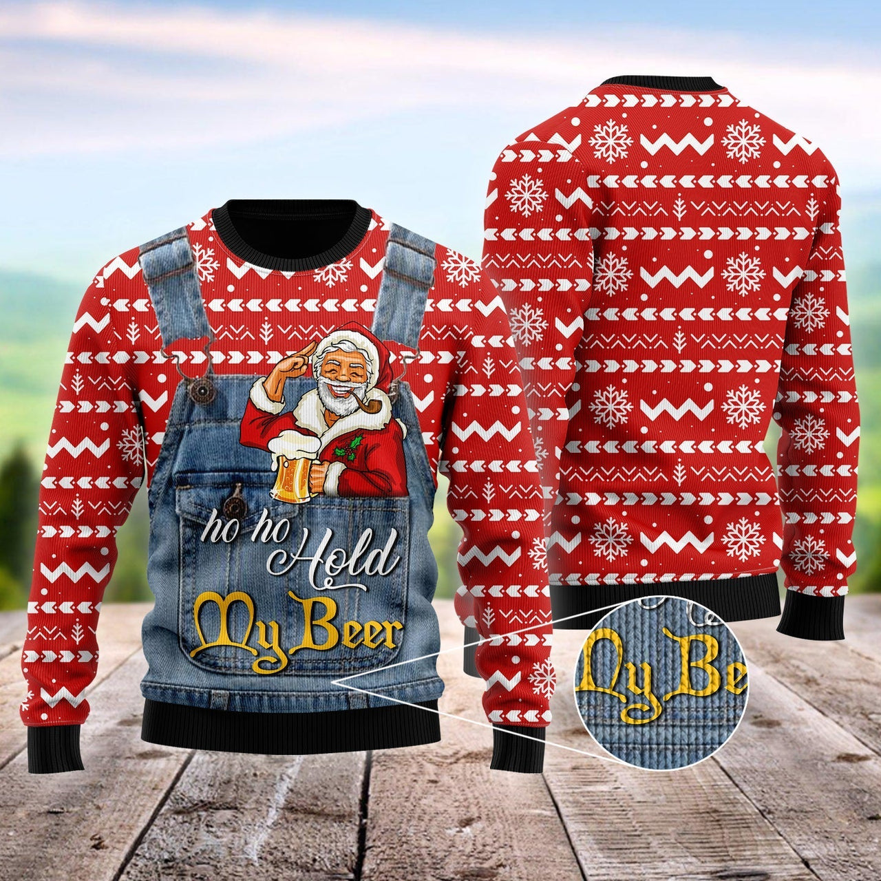 Ho Ho Hold My Beer Santa Ugly Christmas Sweater 