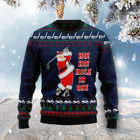 Ho Ho Hole In One Ugly Christmas Sweater 