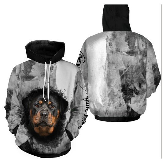 Love Rottweiler Hoodie Long Sleeve T-shirt| Custom Name All Over Print Rottweiler Shirt for Dog Owner JTSD278