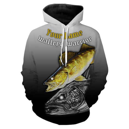 Walleye warrior walleye fishing customize name all-over print shirts Hoodie