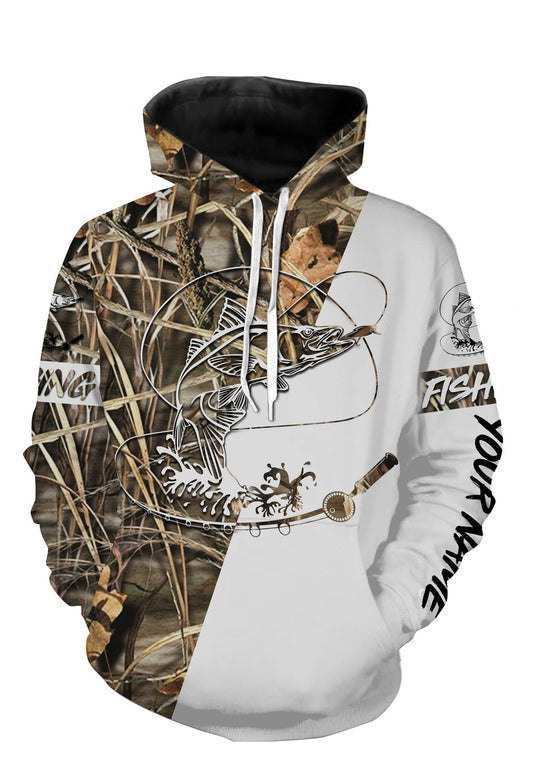 Snook Personalized fishing tattoo camo all-over print long sleeve Hoodie