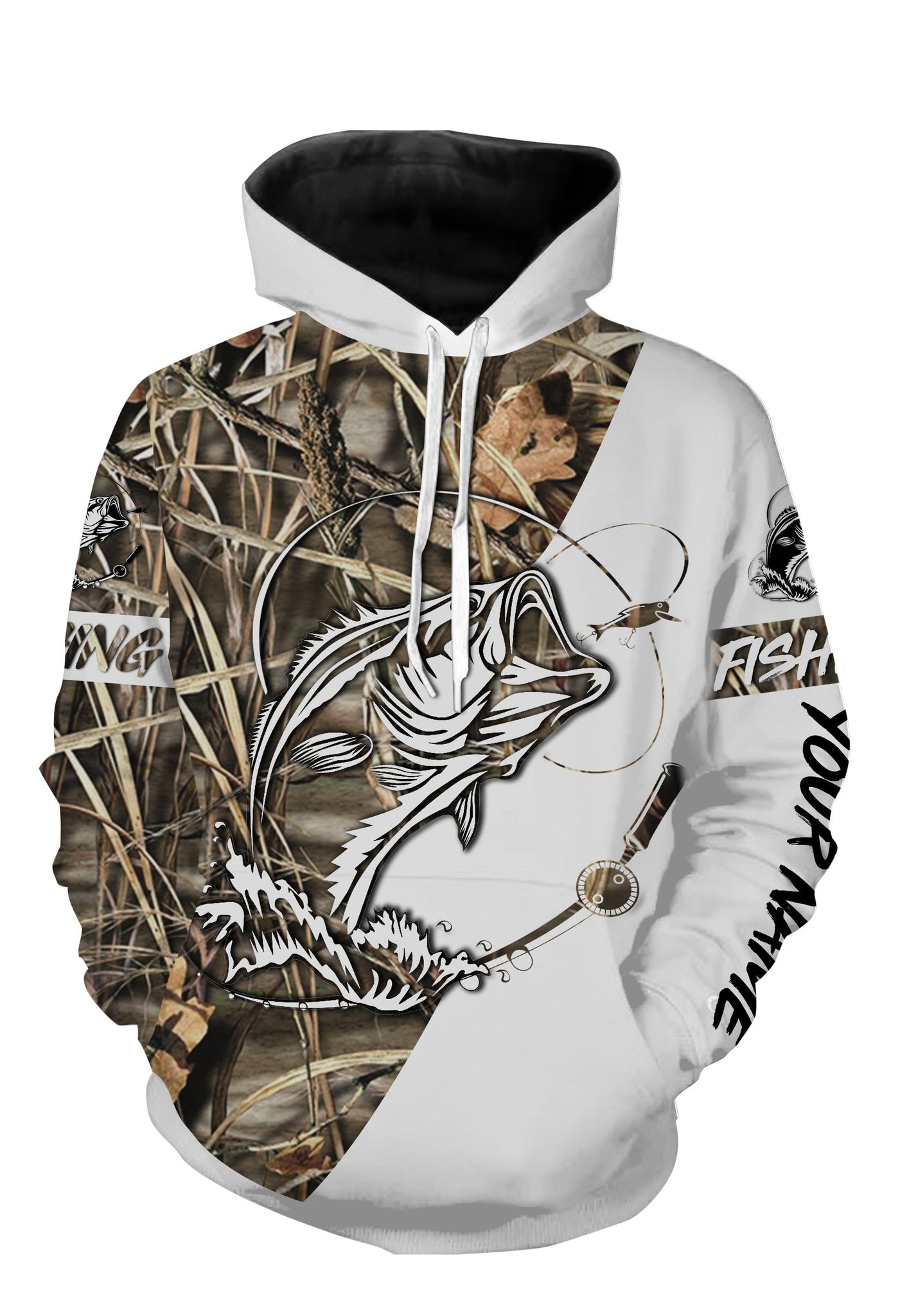 Custom camo bass fishing shirts all over printed T-shirt Hoodie