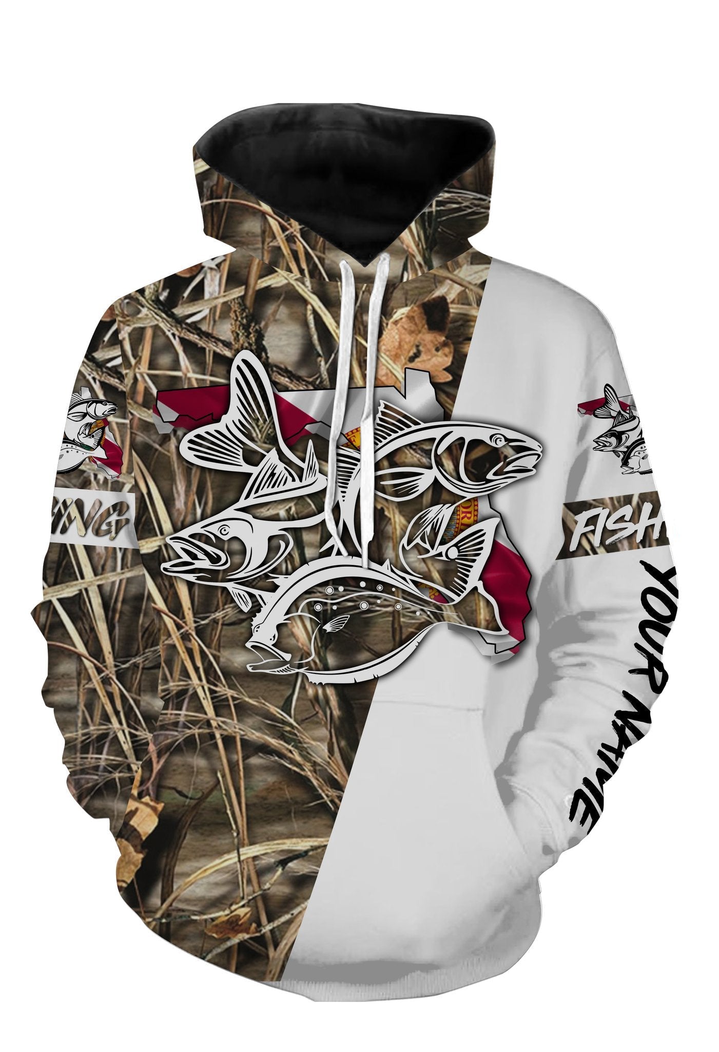 Personalized snook redfish flounder fishing camo Florida full printing shirts Hoodie