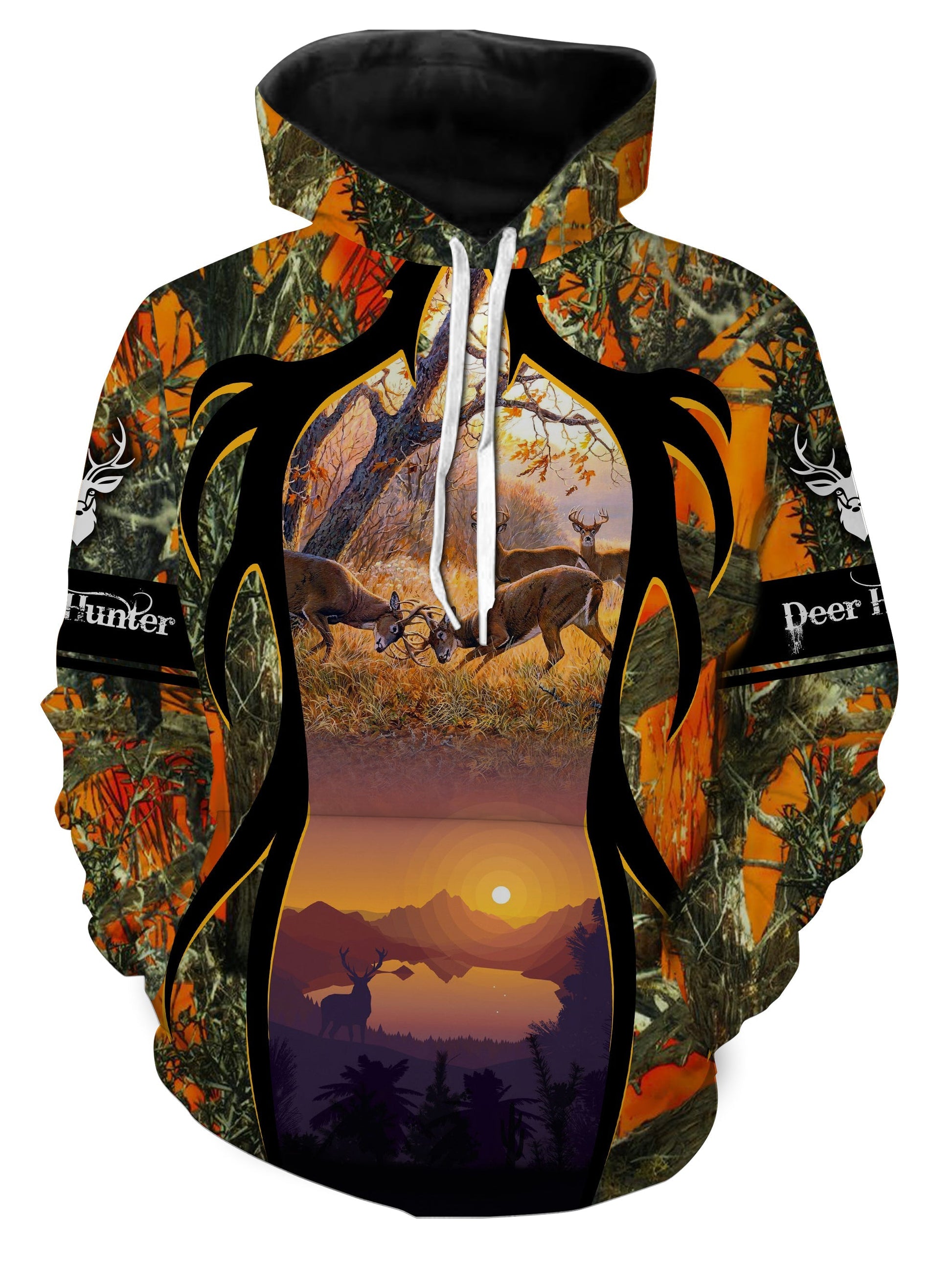 Deer Hunting clothes horn loop orange 3D all over print shirt Hoodie