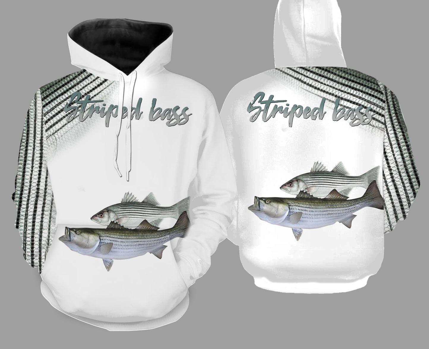 Striped bass fishing full printing Hoodie