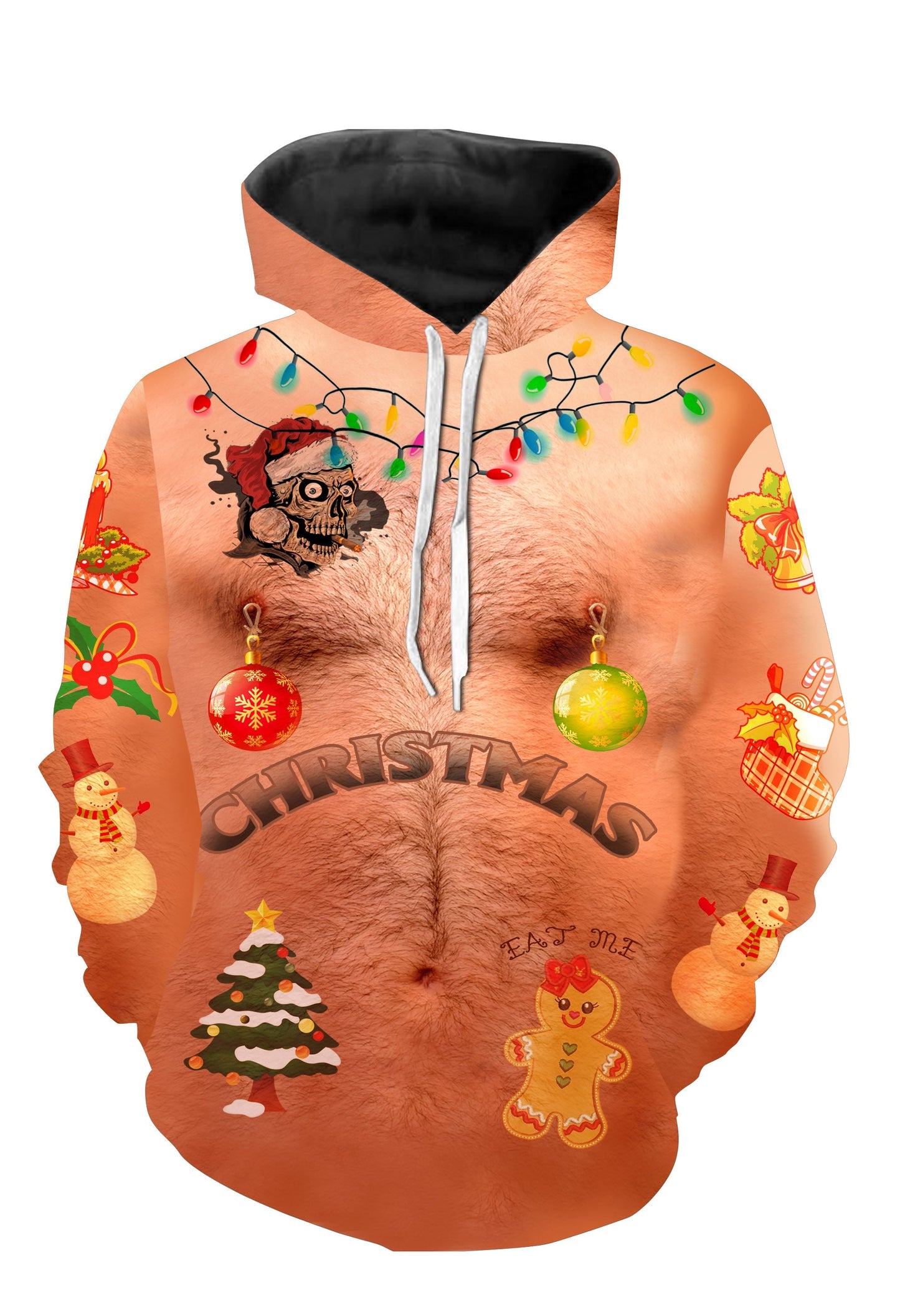 Hairy chest ugly Christmas full printing shirt Zip up hoodie