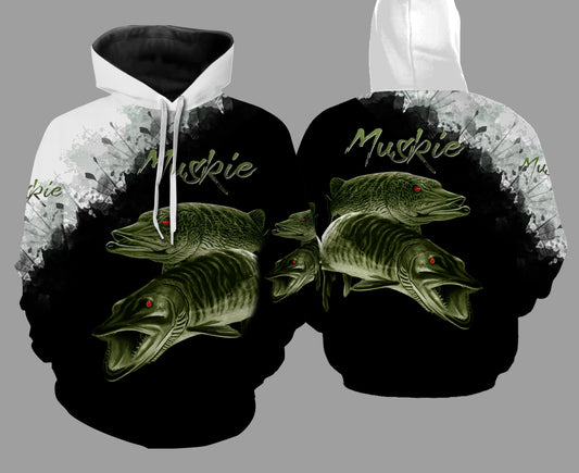 Muskie 3D Black All Over Printed Shirts For Men & Women Hoodie