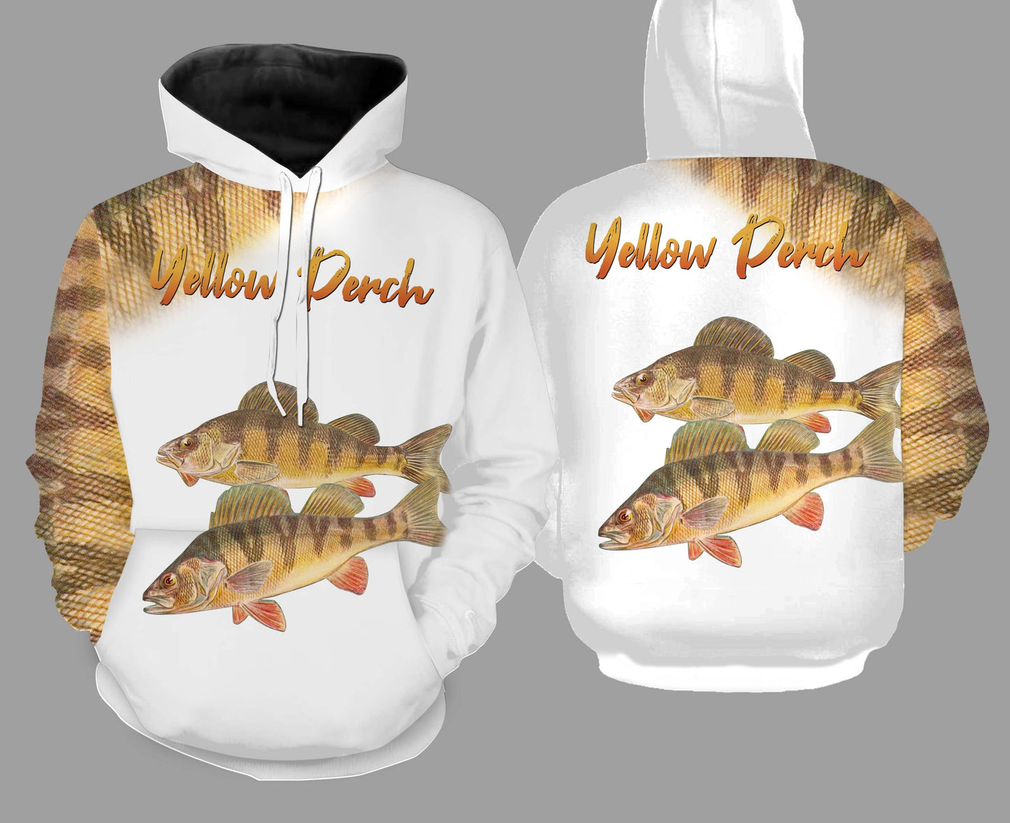 Yellow perch fishing full printing Hoodie