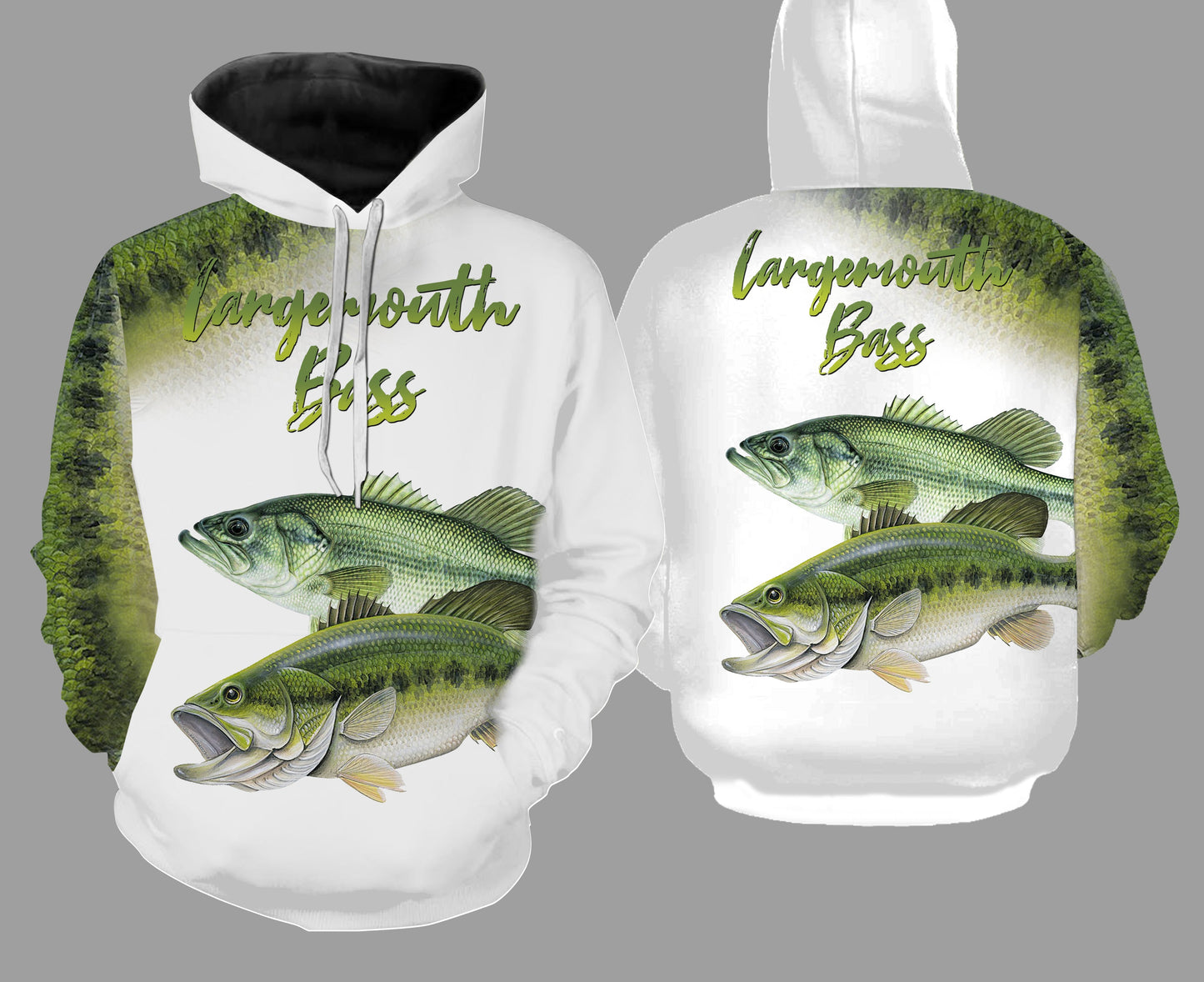 Largemouth bass fishing full printing Hoodie