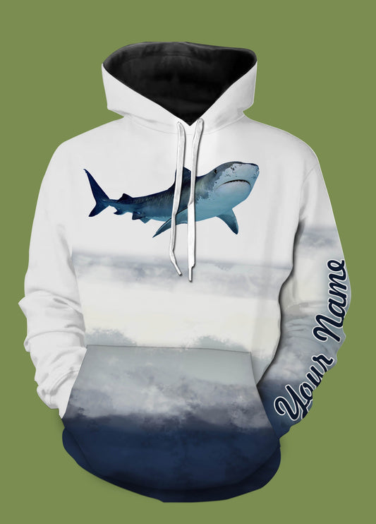 Personalized shark fishing 3D full printing shirt and hoodie for adult and kid - TATS11 Hoodie