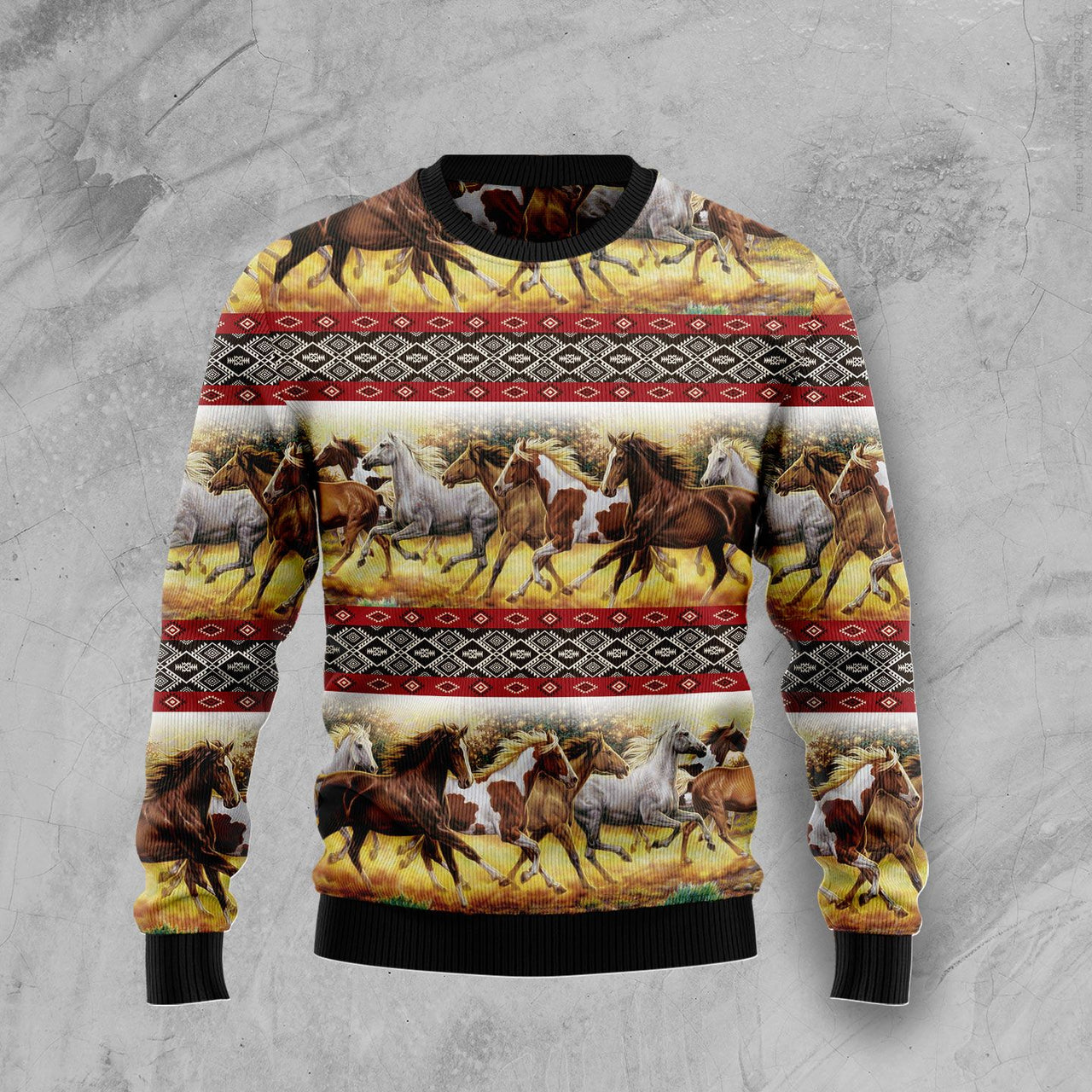 Horse Native American Pattern Ugly Christmas Sweater 