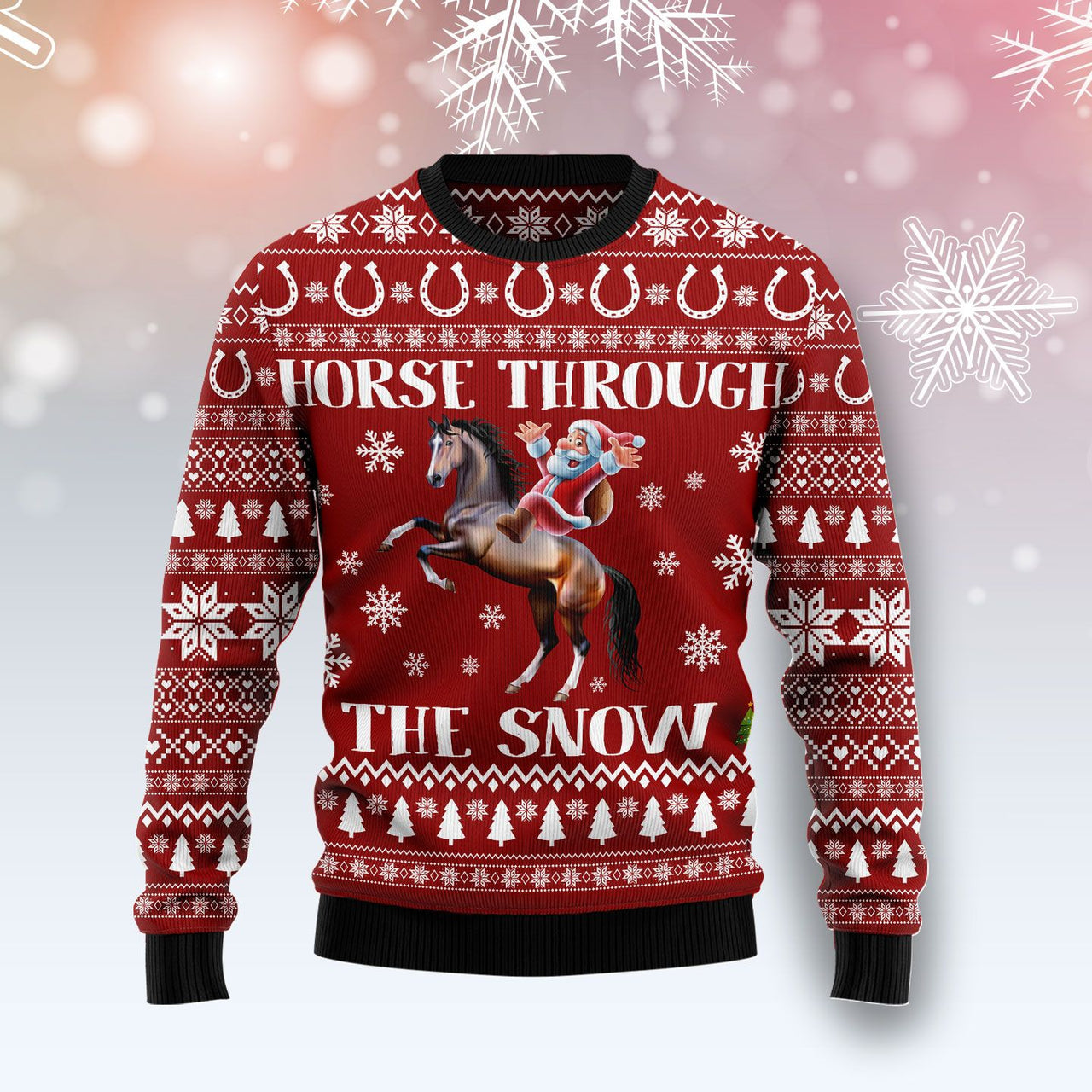 Horse Through The Snow Christmas Ugly Christmas Sweater 