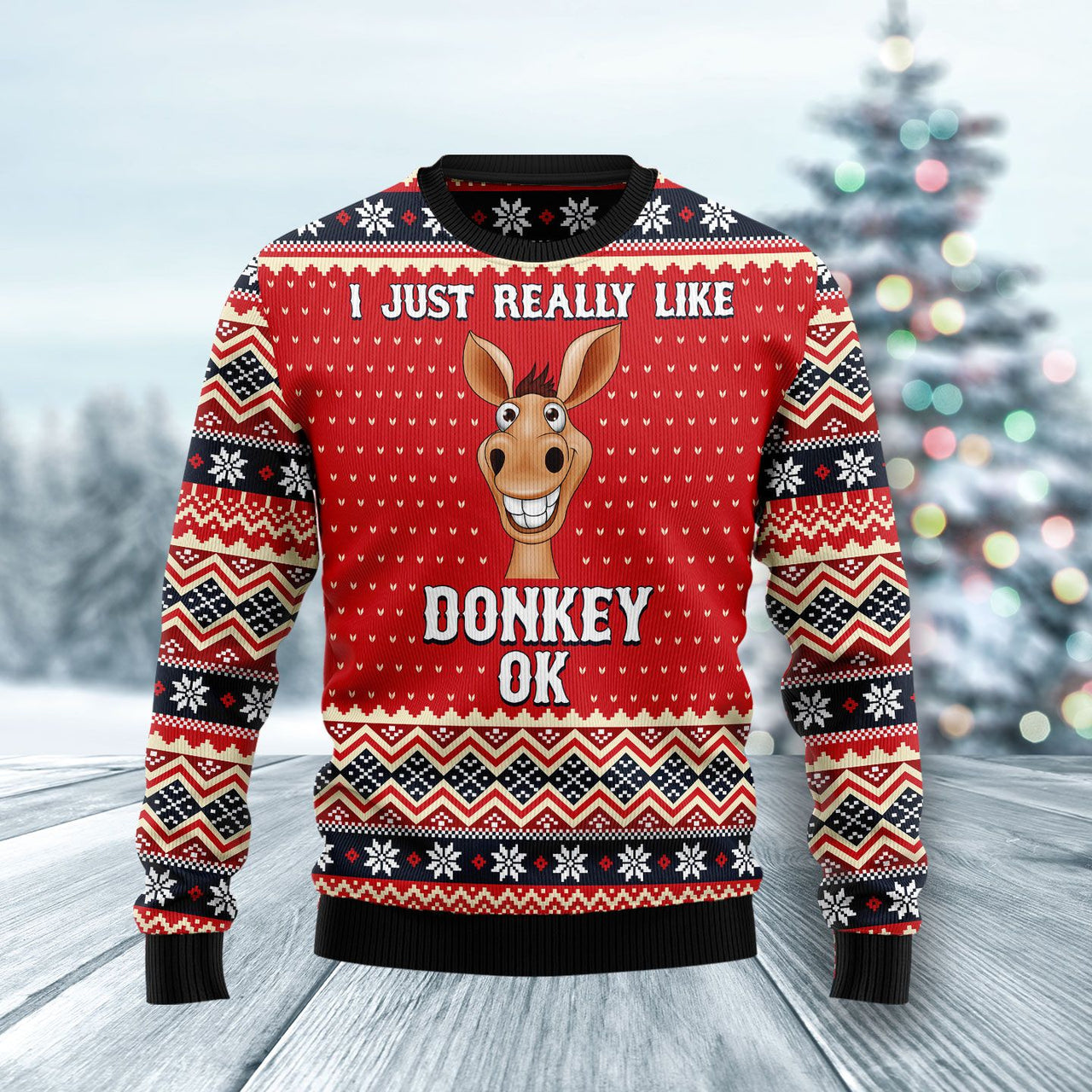 I Just Really Like Donkey Ugly Christmas Sweater 