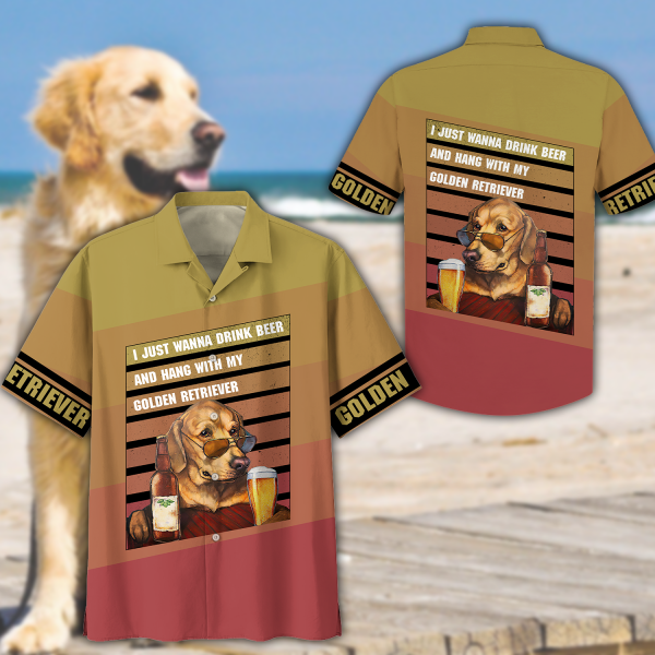 I Just Wanna Brink Beer And Hang With My Golden Retriever Hawaiian Shirt | For Men & Women | Adult | HW7662