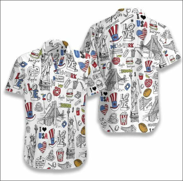 I Love USA Doodle hawaiian shirt