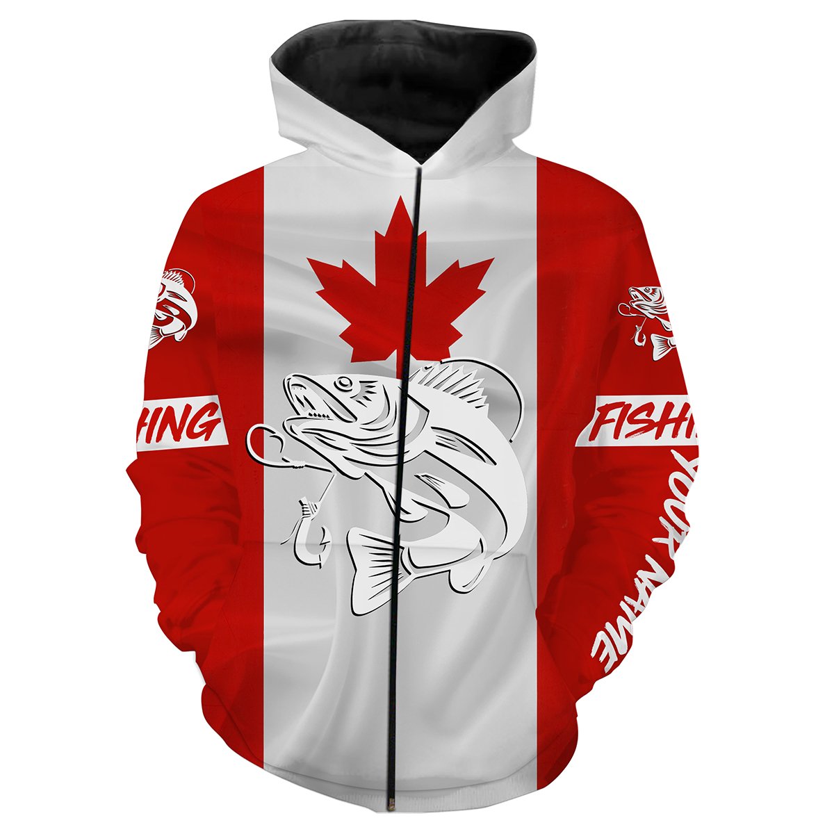 Walleye Fishing 3D Canadian Flag Customize name All over print shirts Zip up hoodie