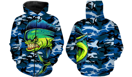 Mahi mahi fishing camo long sleeves shirt For Men And Women TATS83 Zip up hoodie