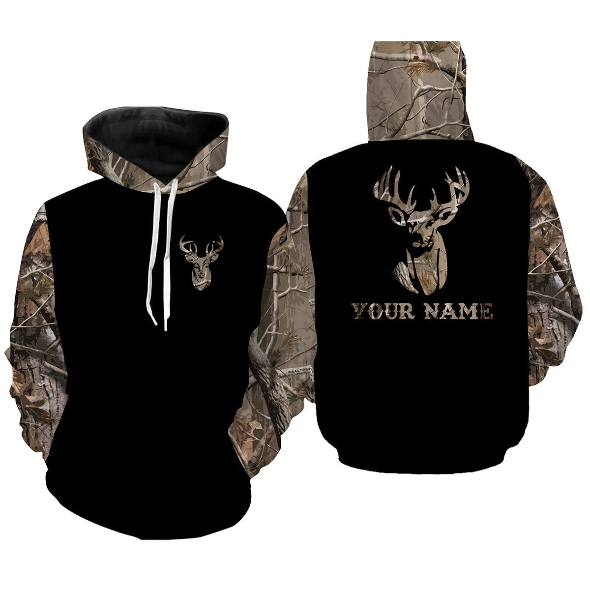 Custom name buck whitetails camouflage all over print shirts personalized gift TATS177 Hoodie