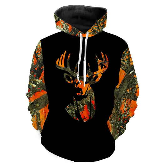 Buck whitetails orange camo all over print shirts TATS185 Hoodie