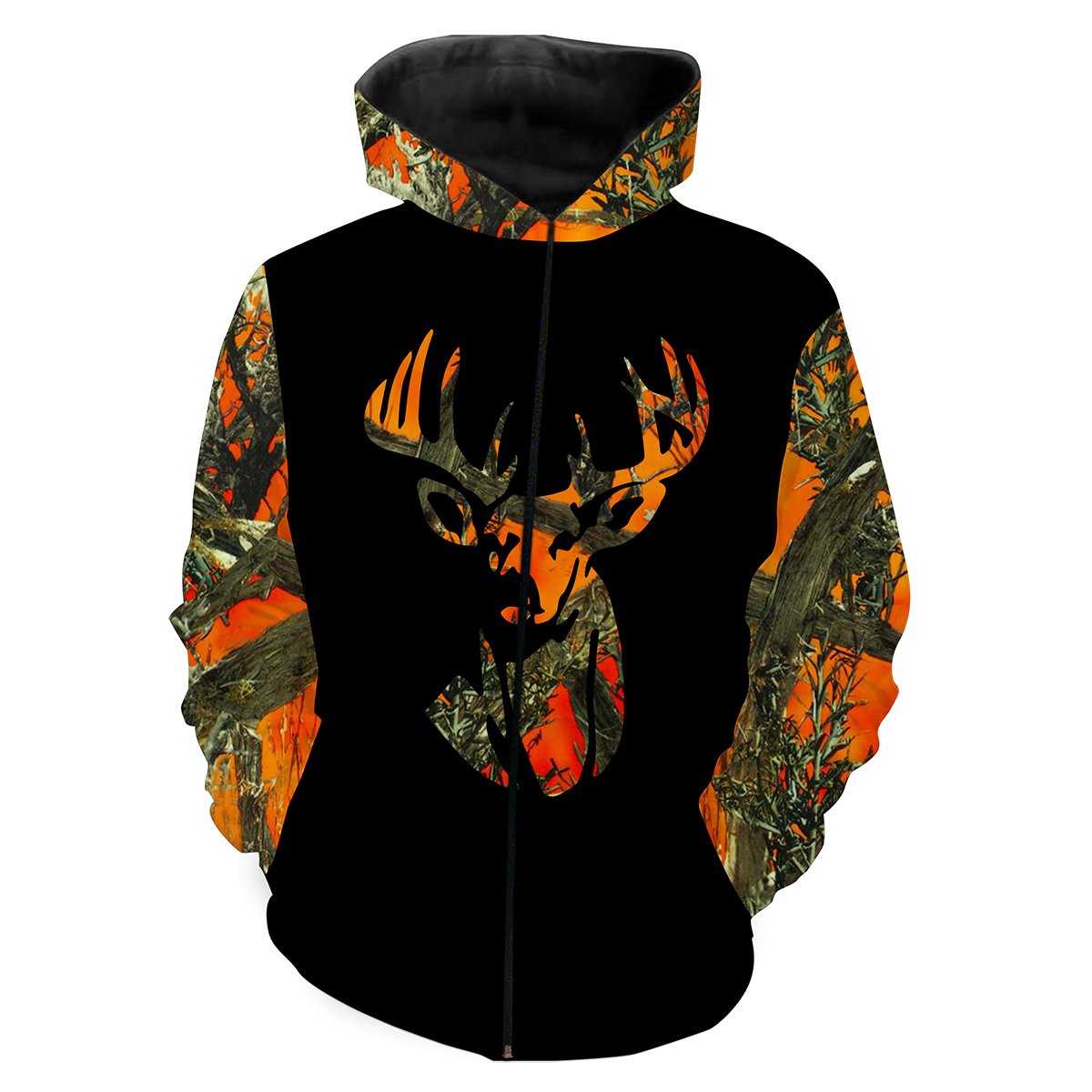 Buck whitetails orange camo all over print shirts TATS185 Zip up hoodie