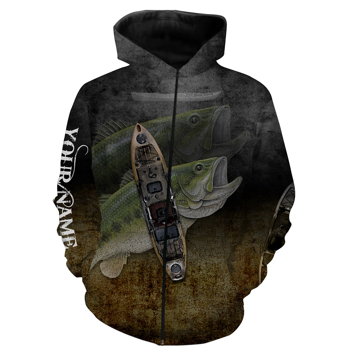 Kayak Bass Fishing Custom Name 3D All Over Printed Shirts Personalized Gift TATS158 Zip up hoodie