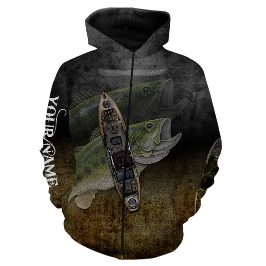 Kayak Bass Fishing Custom Name 3D All Over Printed Shirts Personalized Gift TATS158 Zip up hoodie