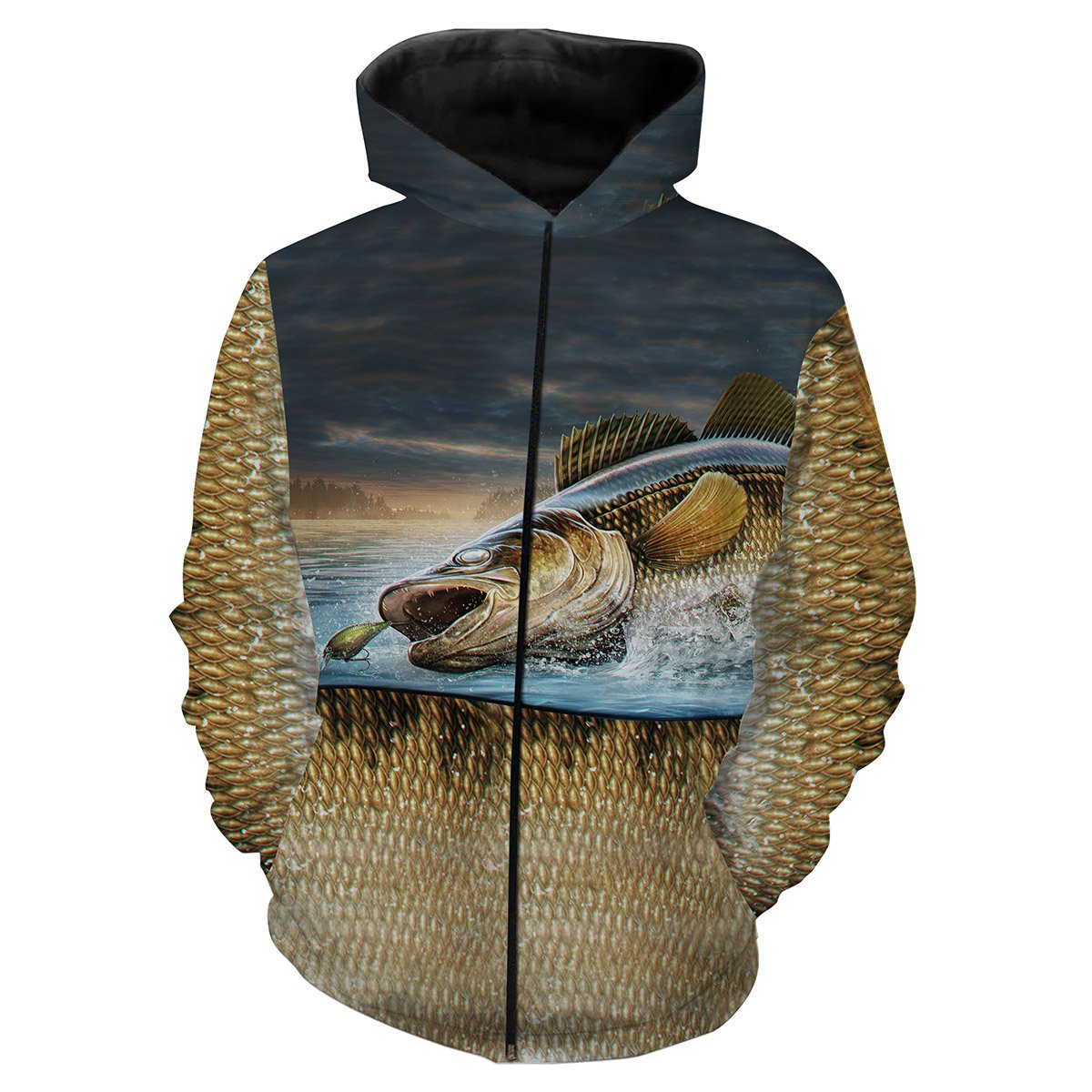 Walleye 3D All Over Printed Fishing Shirts Tats99 Zip Up Hoodie Zip Up Hoodie