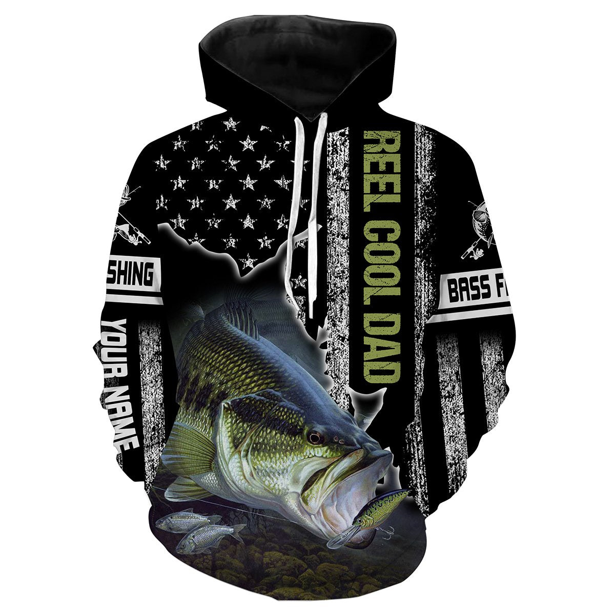 Bass Fishing Reel Cool Dad Custome Name 3D All Over Printed Shirts Personalized gift TATS131