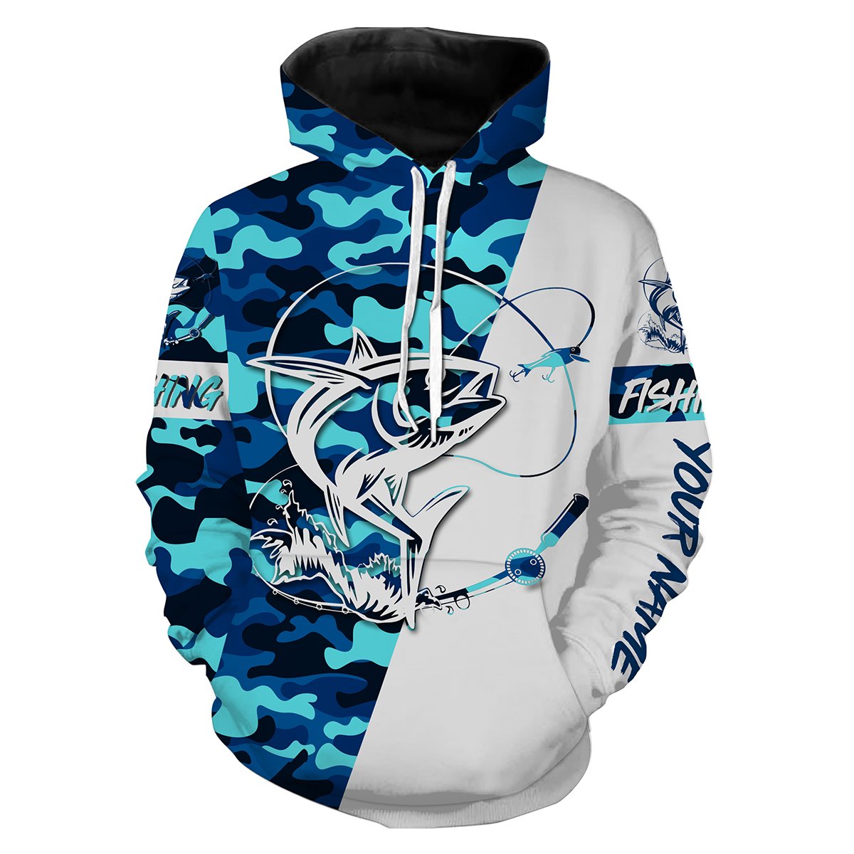 Tuna fishing sea camo custom name 3D All Over Printed Shirts Personalized Gift TATS104 Hoodie