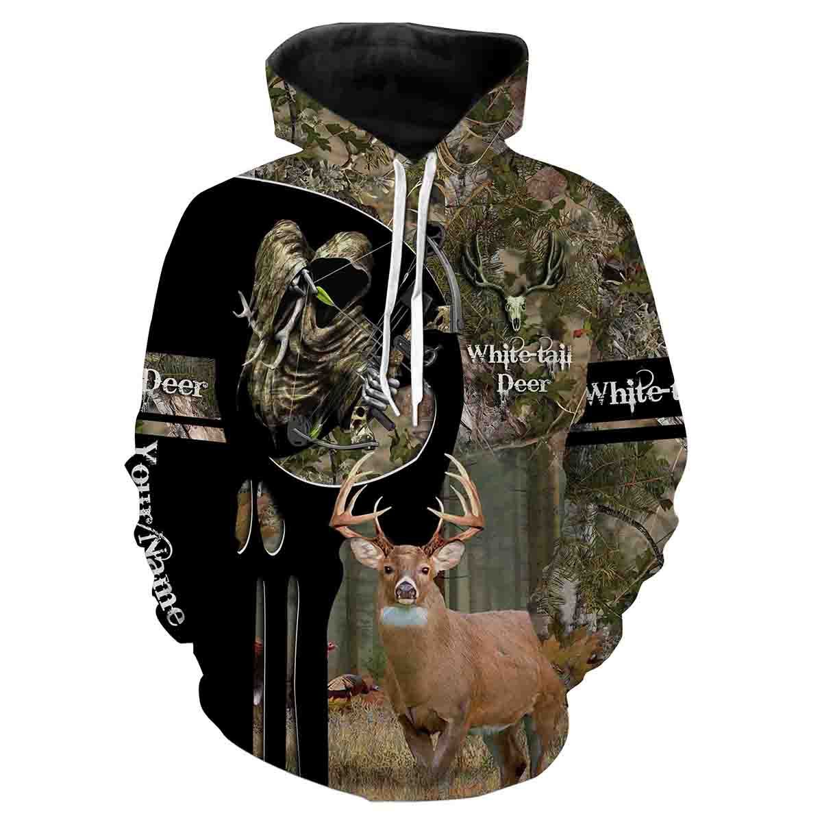 Bow Hunting Whitetails Deer Custome Name 3D All Over Printed Shirts Personalized Gift TATS144 Hoodie