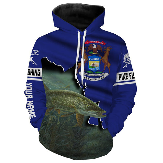 Michigan Northern Pike Fishing Customize name 3D All over print shirts - personalized gift TATS170