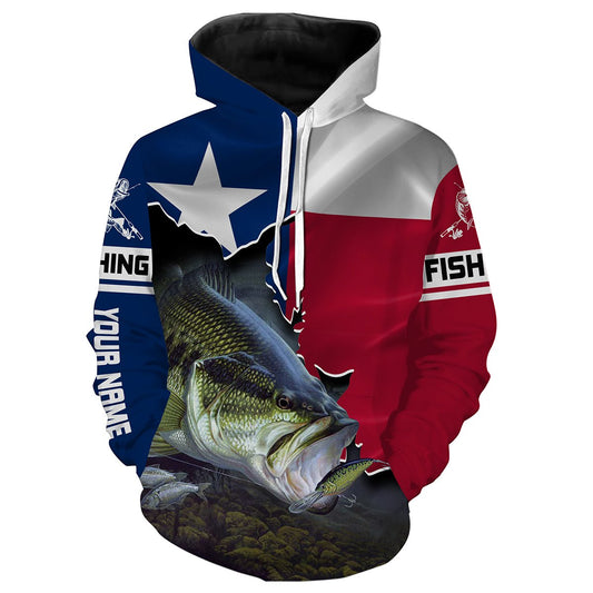 TX Texas Bass Fishing Custom name 3D All over print shirts Personalized gift TATS146 Hoodie