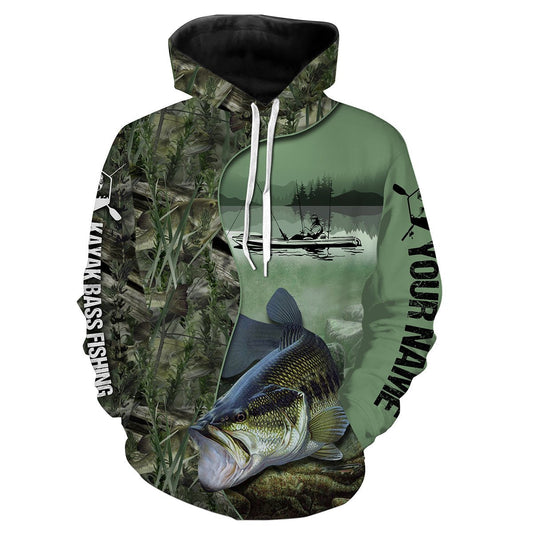 Kayak Bass Fishing Custom name 3D All over print shirts - personalized gift TATS147 Hoodie