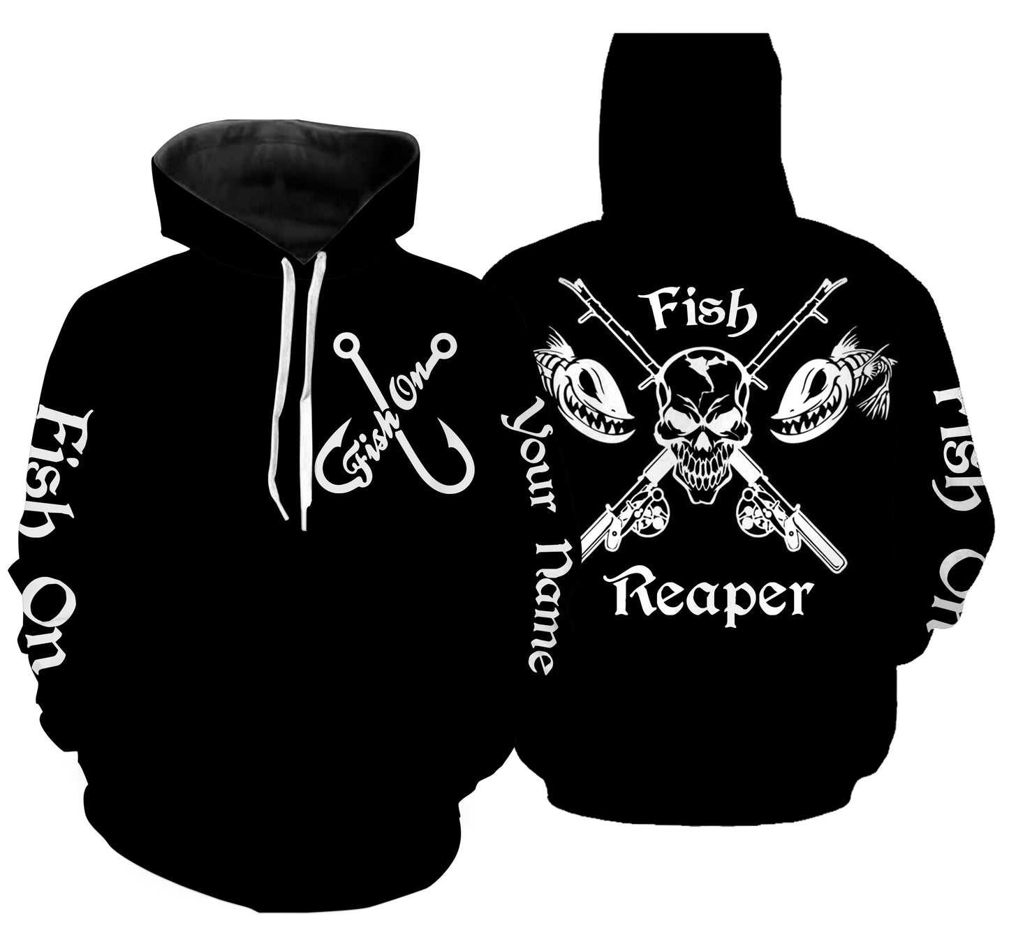 Fish Reaper Custom Name 3D All Over Printed Fishing Shirts TATS98 Hoodie