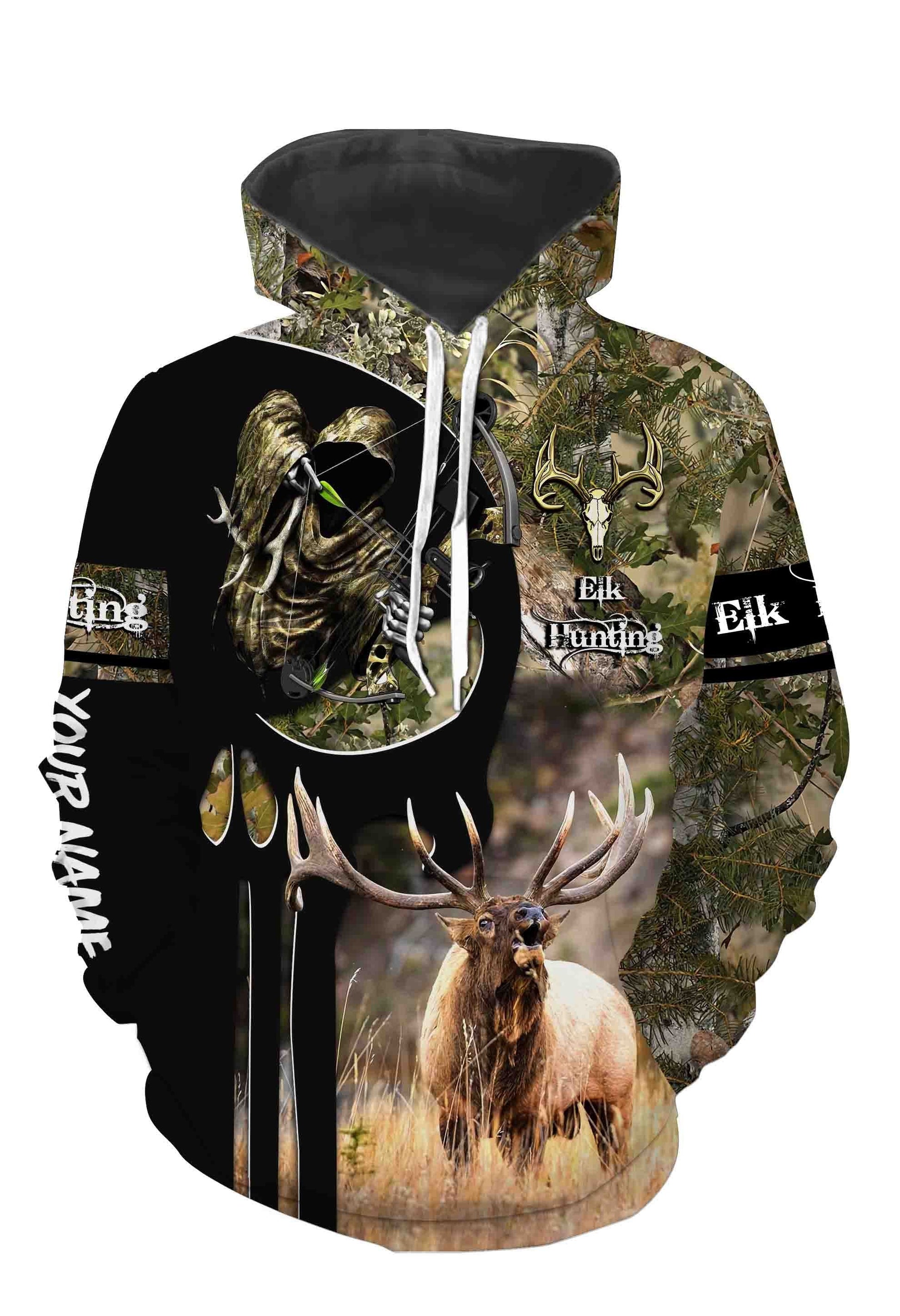 Bow Hunting Elk Hunting Custome Name 3D All Over Printed Shirts Personalized gift TATS137 Hoodie