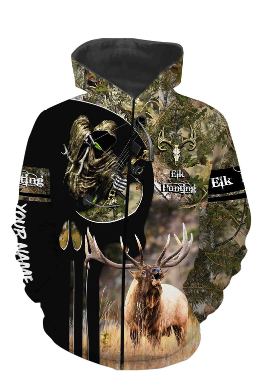 Bow Hunting Elk Hunting Custome Name 3D All Over Printed Shirts Personalized gift TATS137 Zip up hoodie