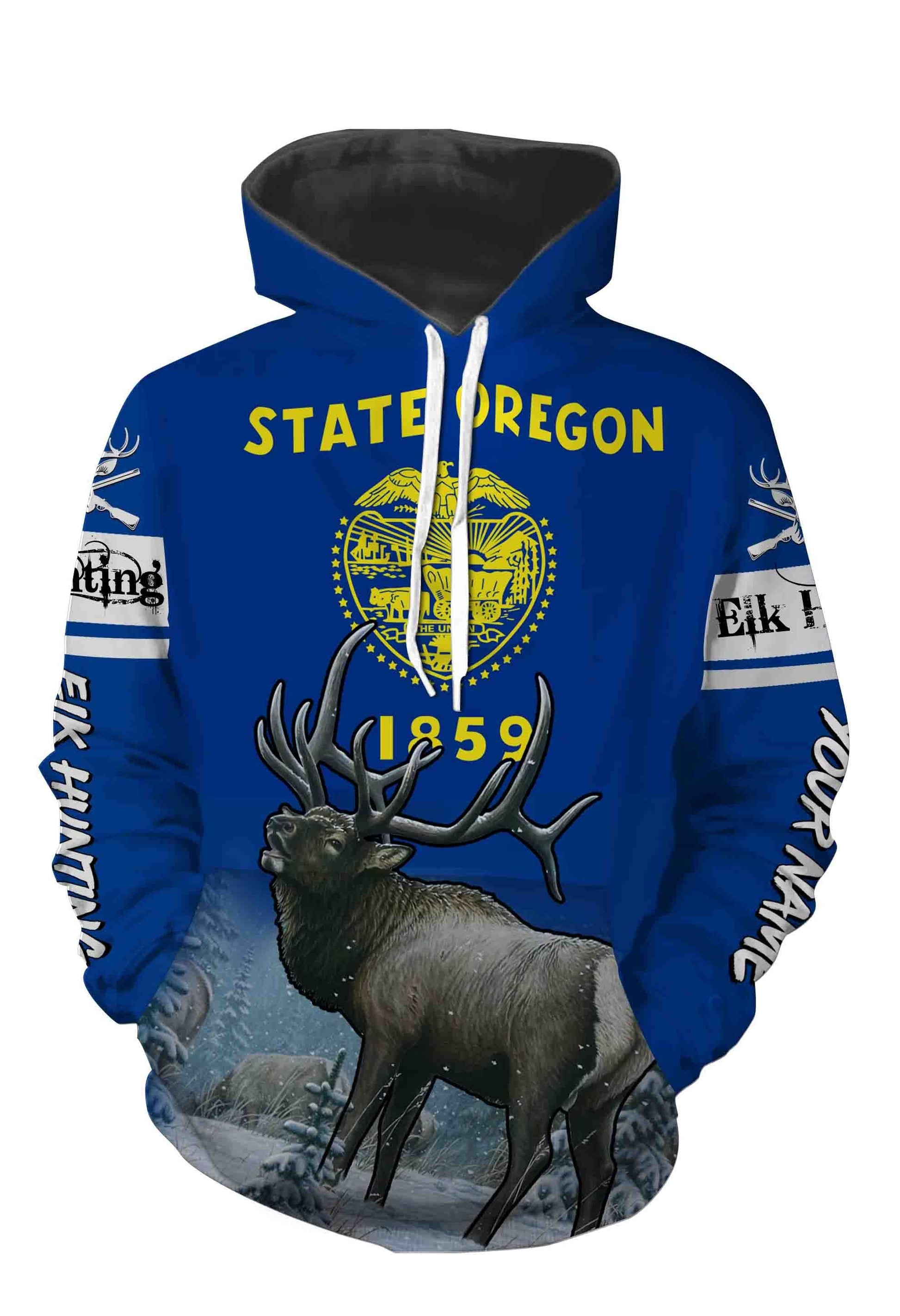 Oregon Elk Huting Custome Name 3D All Over Printed Shirts Personalized Gift TATS140 Hoodie