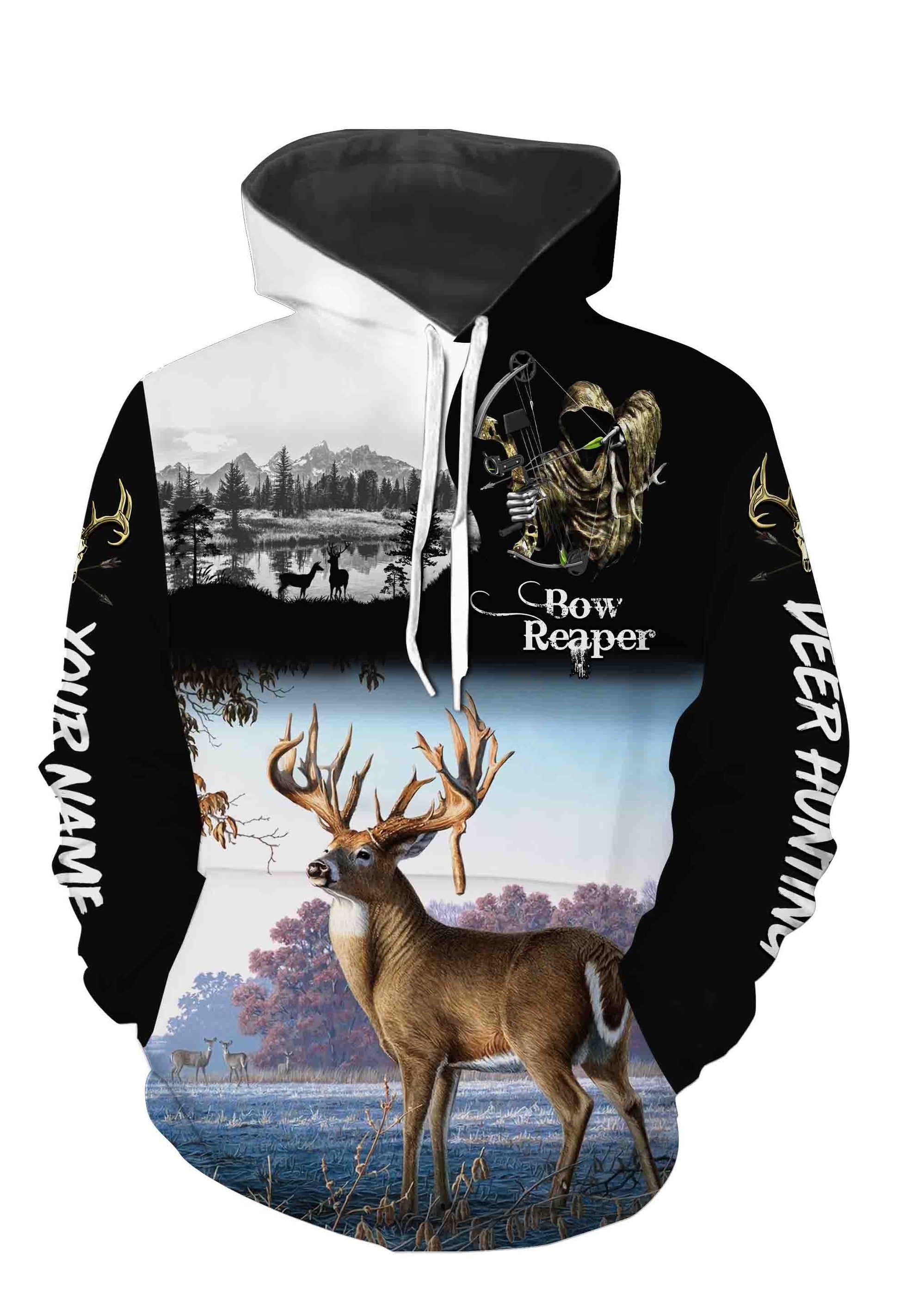 Deer Hunting Bow Reaper Custome Name 3D All Over Printed Shirts Personalized Gift TATS139 Hoodie