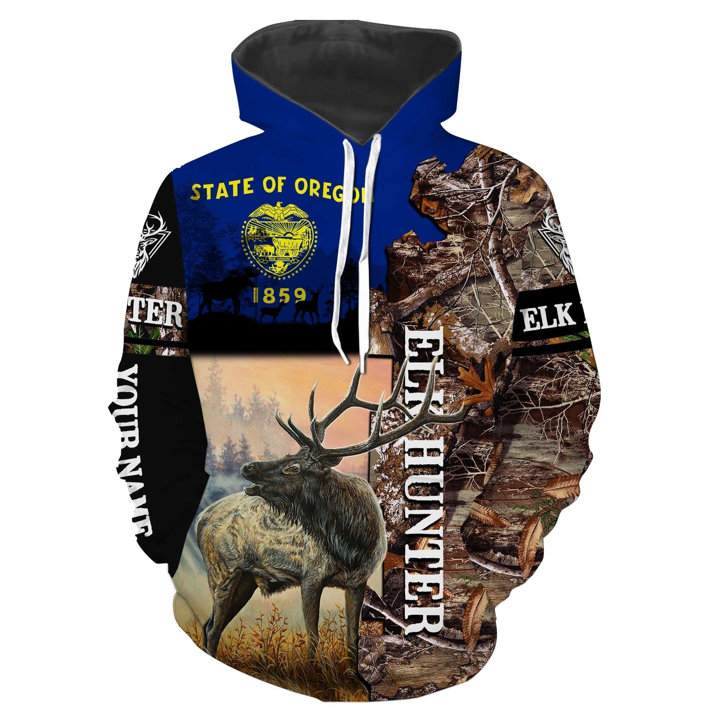 Best Elk Hunting Oregon Flag Custom name All over print shirts - personalized hunting gift for men, women and kid - FSD23