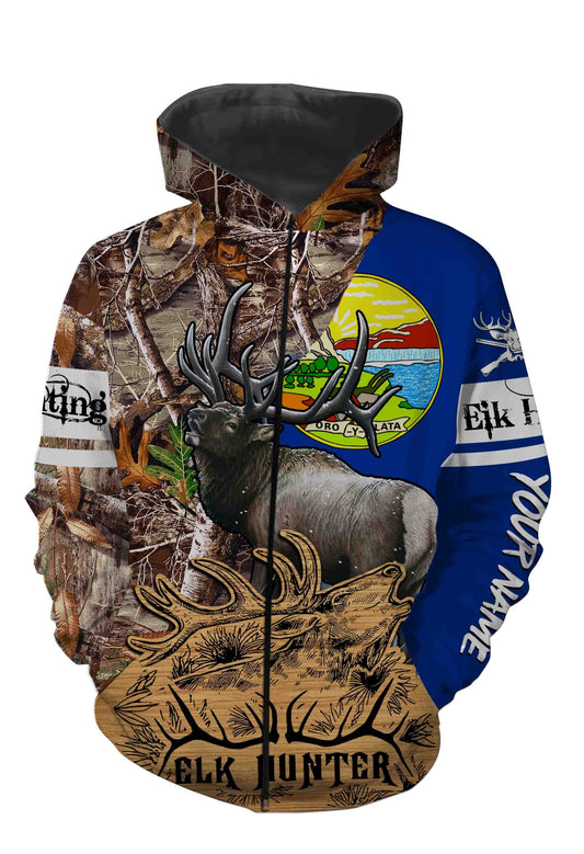 Montana Elk Hunting Customize Name 3D All Over Printed Shirts Personalized Gift TATS118