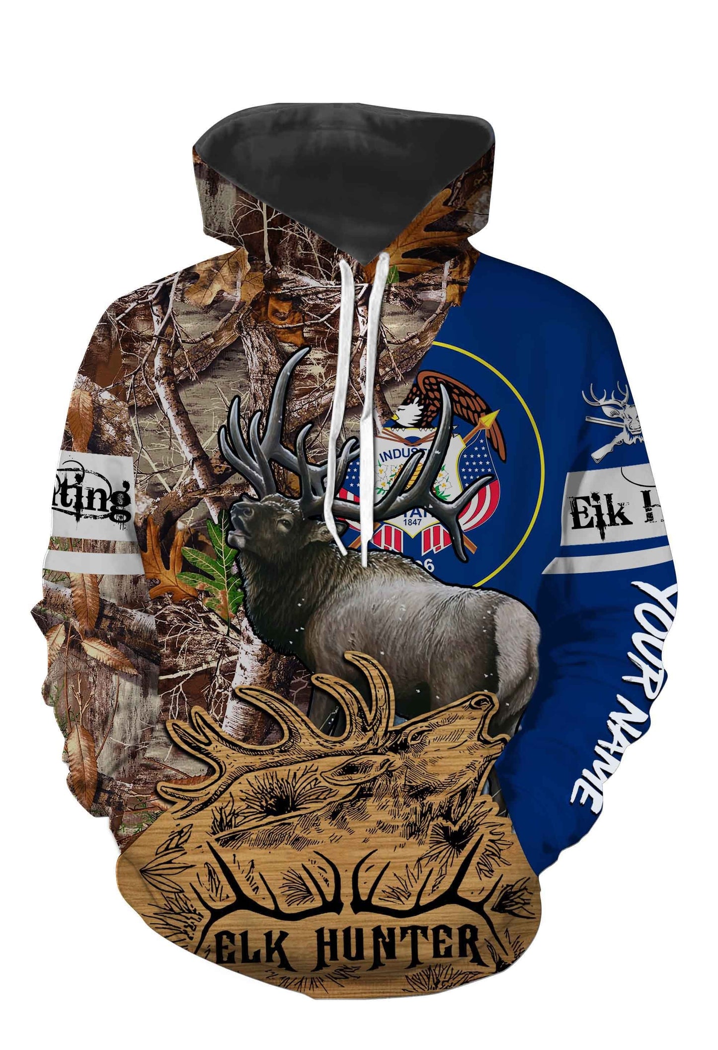 Utah Elk Hunting Customize Name 3D All Over Printed Shirts Personalized Gift TATS122 Hoodie