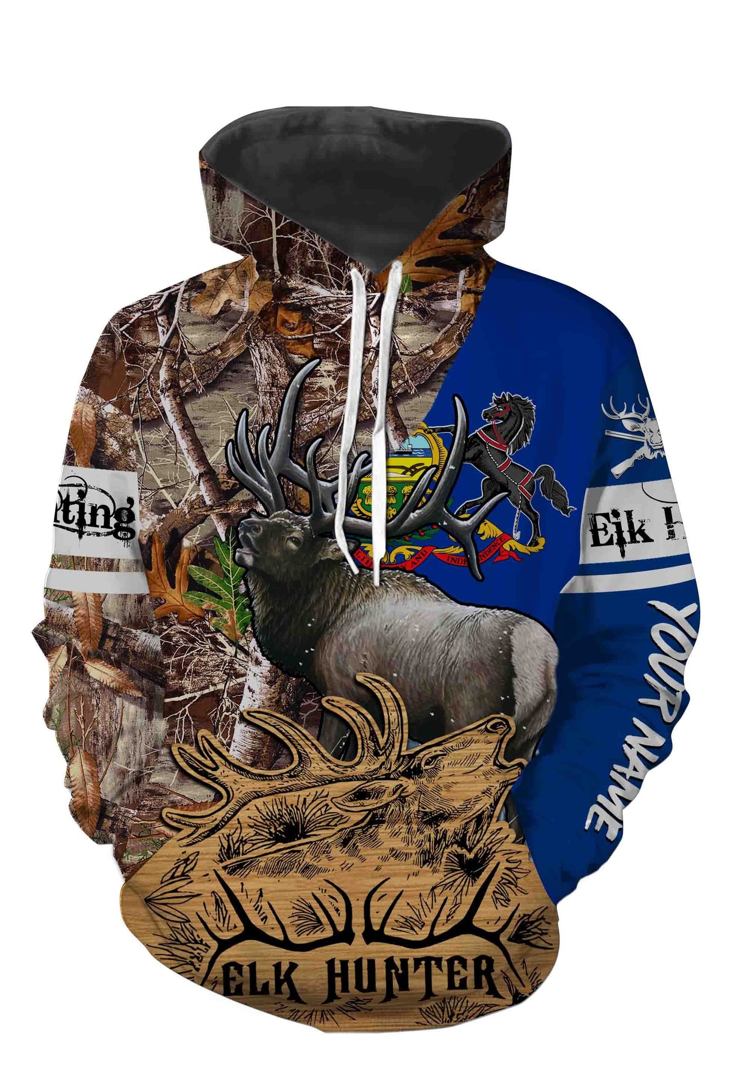 Pennsylvania Elk Hunting Customize Name 3D All Over Printed Shirts Personalized Gift Tats128 Hoodie Hoodie