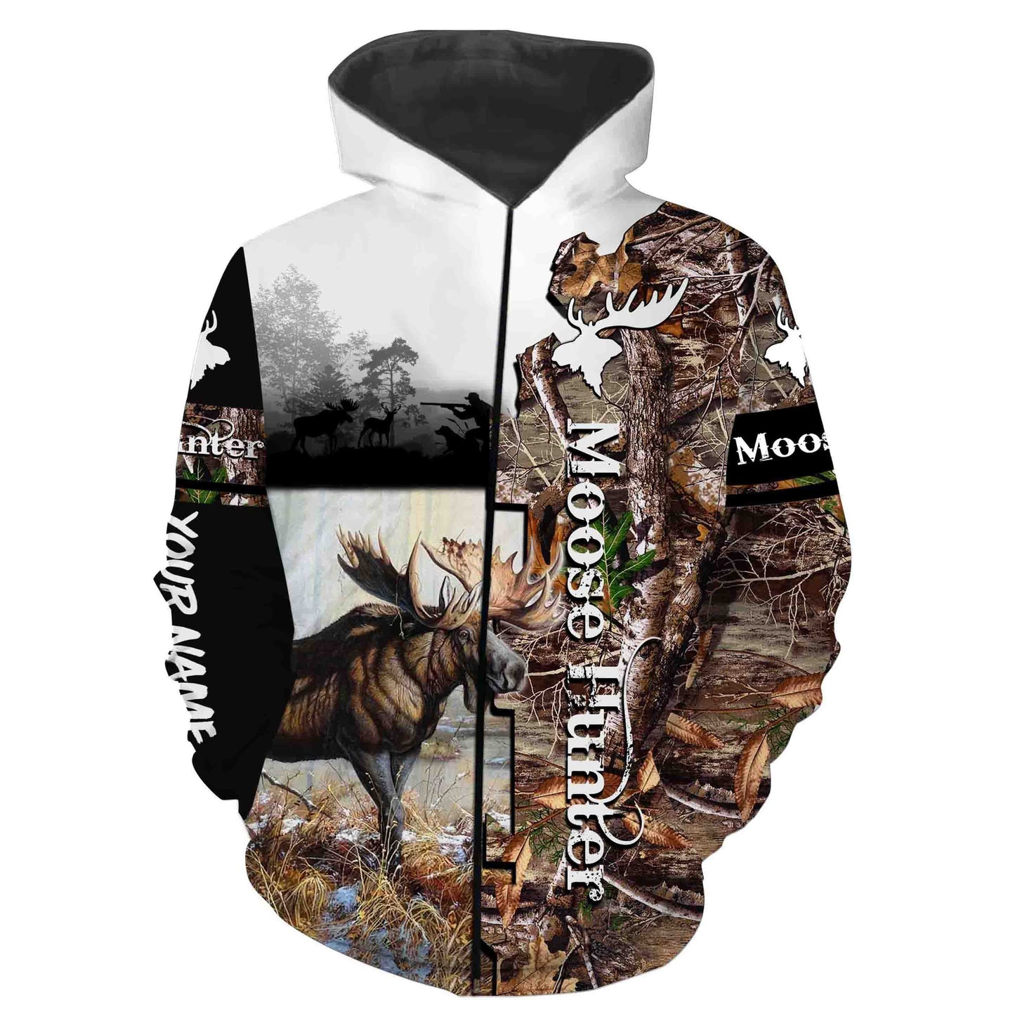 Moose hunter custom name full printing shirt personalized gift - TATS167 Zip up hoodie